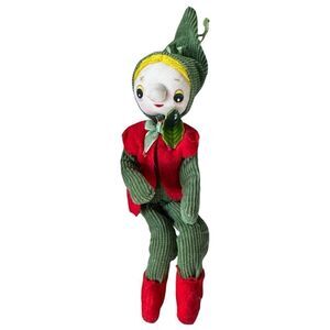 Vintage Christmas Pixie Elf for Stocking Wreath 6” JAPAN RARE 1950’s Poseable